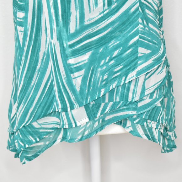 Banana Republic Tiered Sleeveless Halter Tank Top Teal White Chiffon Size L NWT - Picture 3 of 12